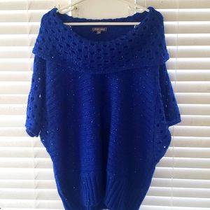 Roz & Ali sweater NW size 3x royal blue w/ sequin embellishments.